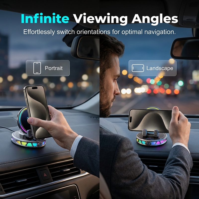 🎁2026 New Arrivals 50% OFF💥RGB Electric Car Phone Mount with Wireless Charging – Auto-Clamping & 15W Fast Charge ⚡