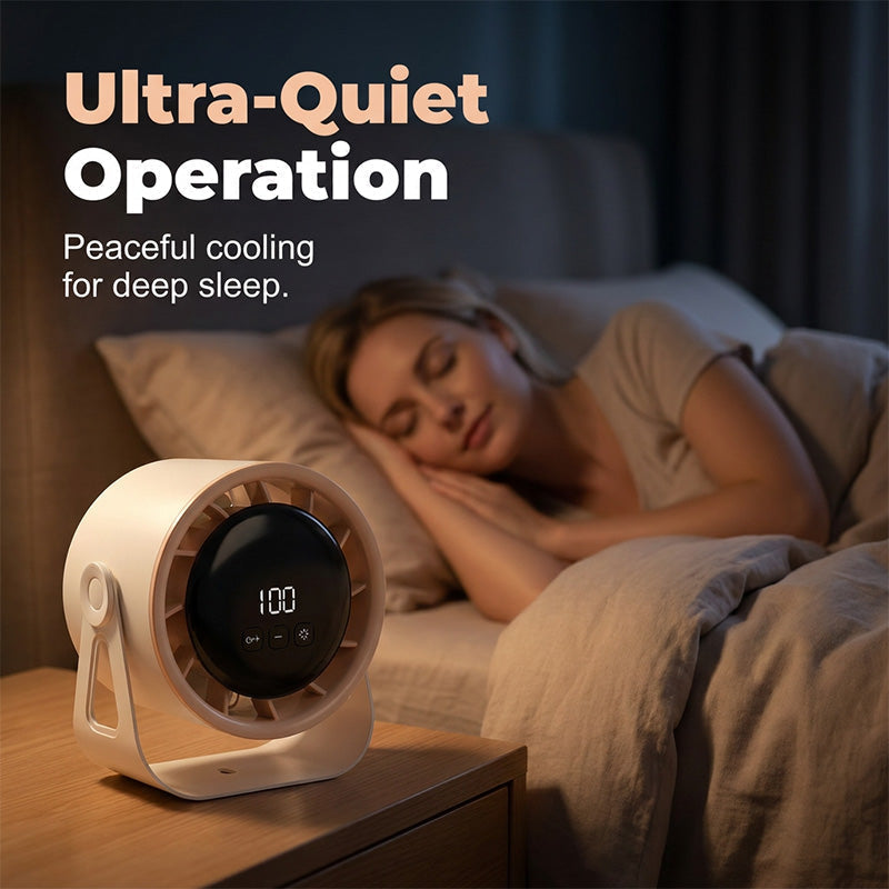 Hot-selling item 50% off, 100-speed turbine desktop fan - ultra-quiet, rechargeable cooling, intelligent digital display.
