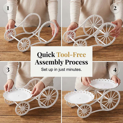 🍰 LIMITED-TIME 49% OFF! ✨ Two-Tier Carriage Serving Stand – Elegant, Heart Details, Tool-Free Assembly 🍽️