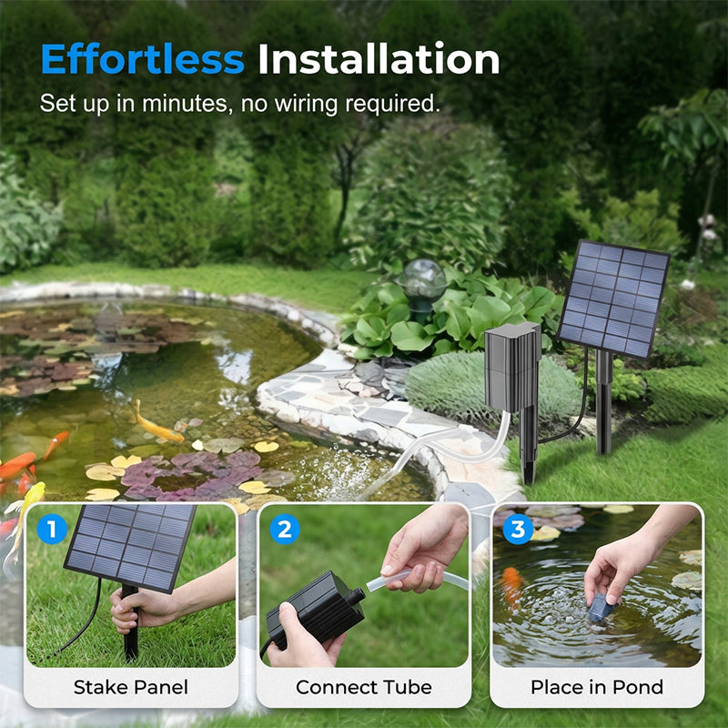 ⏳Recently popular items, 50% off for a limited time! ⏰Solar-powered pond aerator with air pump, easy to install, promotes fish health and keeps water clear🐟