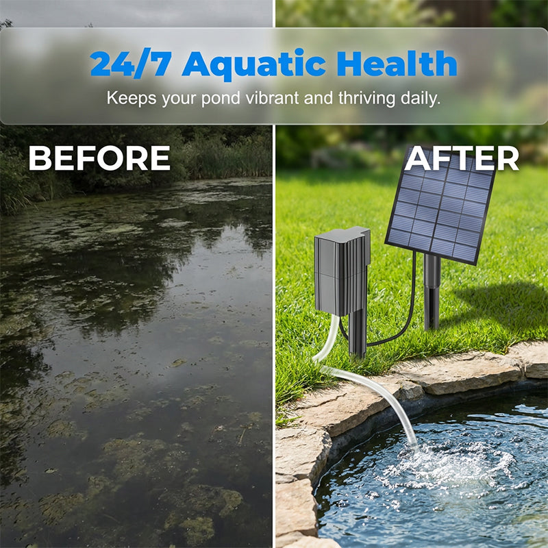 ⏳Recently popular items, 50% off for a limited time! ⏰Solar-powered pond aerator with air pump, easy to install, promotes fish health and keeps water clear🐟