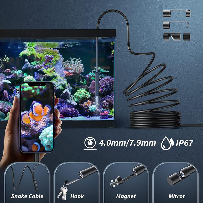 🏆LAST DAY SALE🎁✨TechView™🇬🇧HD Endoscope Camera for iPhone & Android – 1920P Inspection Scope with 8 Adjustable LED Lights 🔍📱