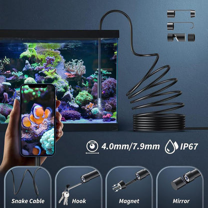 🏆LAST DAY SALE🎁✨TechView™🇬🇧HD Endoscope Camera for iPhone & Android – 1920P Inspection Scope with 8 Adjustable LED Lights 🔍📱