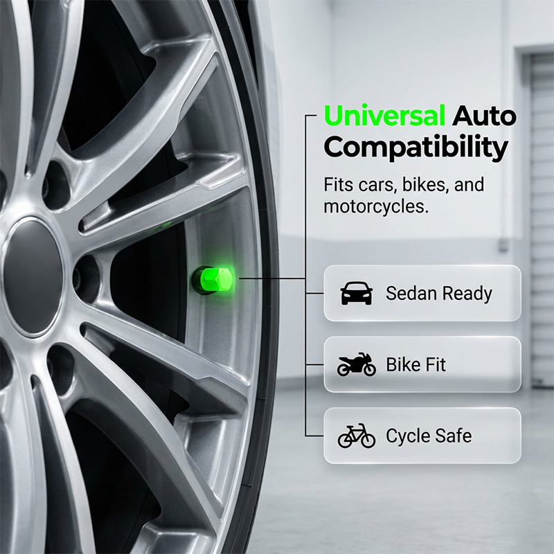 🌟🔩 Luminous Tire Valve Caps – Glow Green/Blue at Night | Universal Size | Dustproof & Rustproof 🛡️