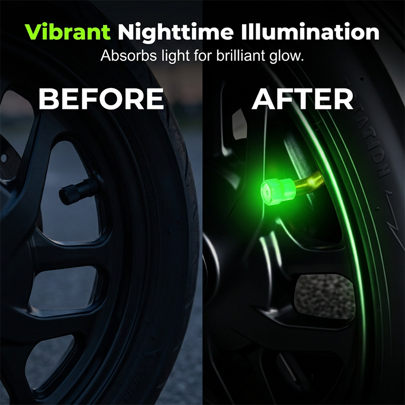 🌟🔩 Luminous Tire Valve Caps – Glow Green/Blue at Night | Universal Size | Dustproof & Rustproof 🛡️