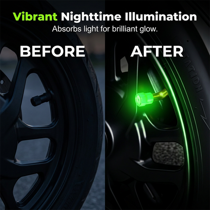 🌟🔩 Luminous Tire Valve Caps – Glow Green/Blue at Night | Universal Size | Dustproof & Rustproof 🛡️