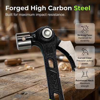 🔨🏗️ Durable, multi-purpose claw hammer – professional-grade and heat-treated – non-slip handle; ideal for framing, demolition, or DIY projects – durable and well-balanced 🛠️