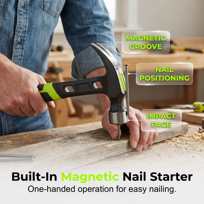 🔨🏗️ Durable, multi-purpose claw hammer – professional-grade and heat-treated – non-slip handle; ideal for framing, demolition, or DIY projects – durable and well-balanced 🛠️