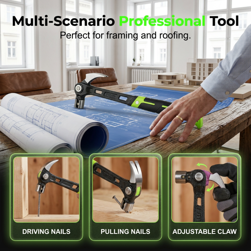 🔨🏗️ Durable, multi-purpose claw hammer – professional-grade and heat-treated – non-slip handle; ideal for framing, demolition, or DIY projects – durable and well-balanced 🛠️