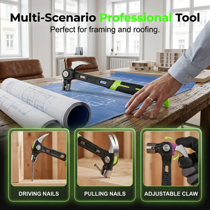 🔨🏗️ Durable, multi-purpose claw hammer – professional-grade and heat-treated – non-slip handle; ideal for framing, demolition, or DIY projects – durable and well-balanced 🛠️