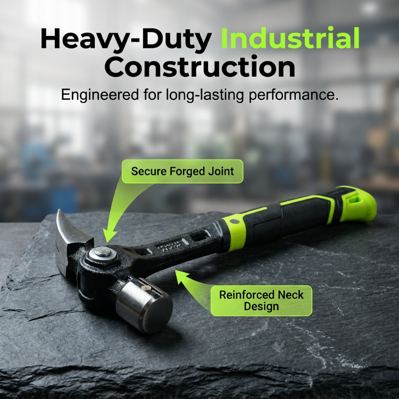 🔨🏗️ Durable, multi-purpose claw hammer – professional-grade and heat-treated – non-slip handle; ideal for framing, demolition, or DIY projects – durable and well-balanced 🛠️