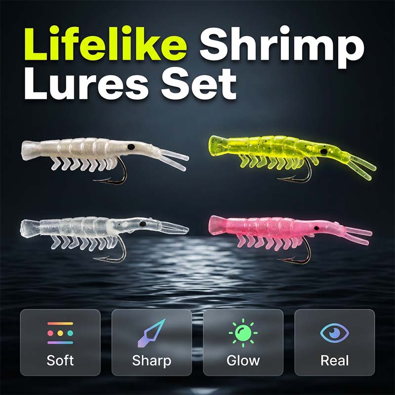Bestselling item 50% off - 50 realistic shrimp lure kit (with hook)