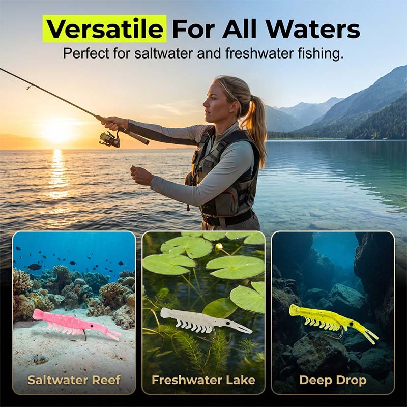 Bestselling item 50% off - 50 realistic shrimp lure kit (with hook)