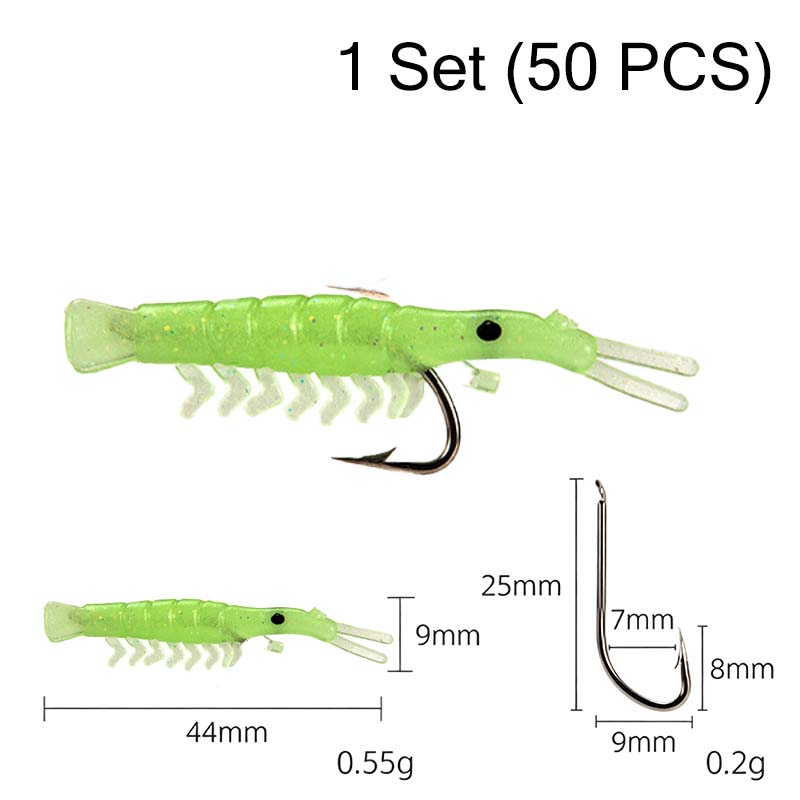 Bestselling item 50% off - 50 realistic shrimp lure kit (with hook)