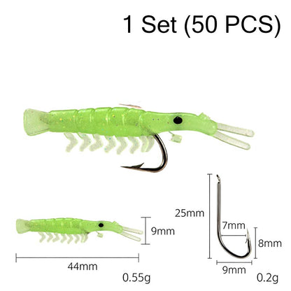 Bestselling item 50% off - 50 realistic shrimp lure kit (with hook)