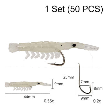 Bestselling item 50% off - 50 realistic shrimp lure kit (with hook)