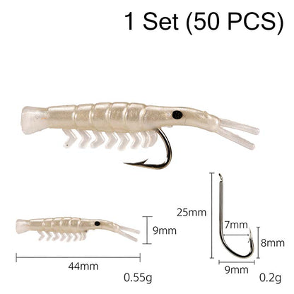 Bestselling item 50% off - 50 realistic shrimp lure kit (with hook)