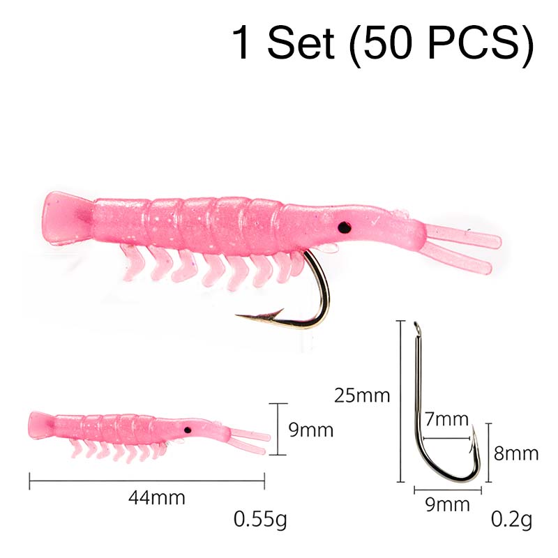 Bestselling item 50% off - 50 realistic shrimp lure kit (with hook)