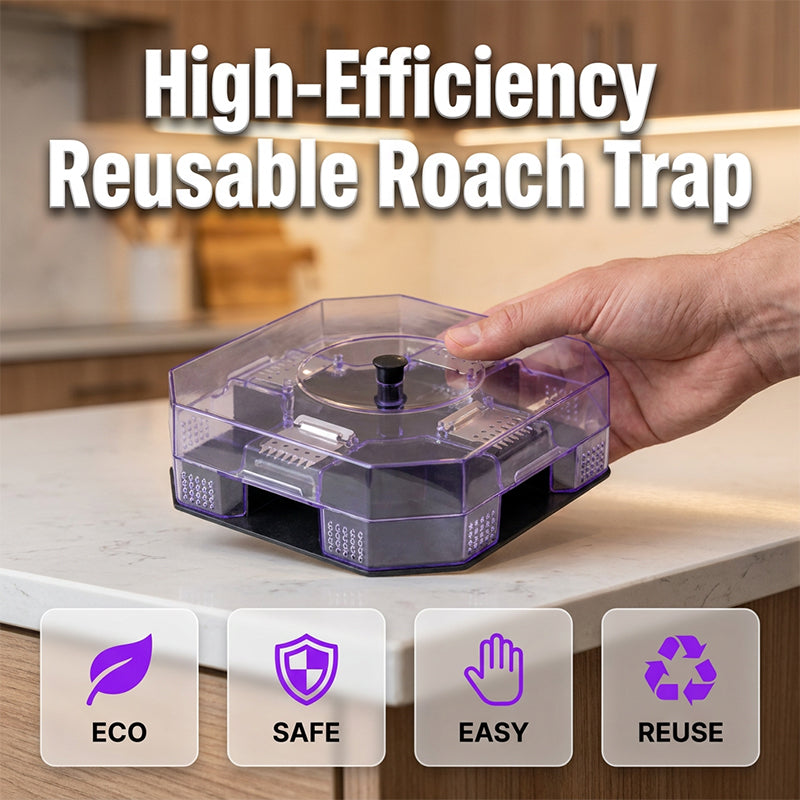 🏆 Last Day Special Price £6.99🔥Reusable Effective Roach Trap， Non-Toxic Sticky Cockroach Catcher for Kitchen Home Indoor Pest Control