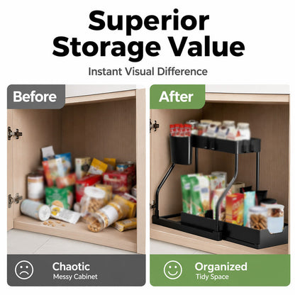 🔥Limited-time 50% off Double-layer pull-out sink storage rack