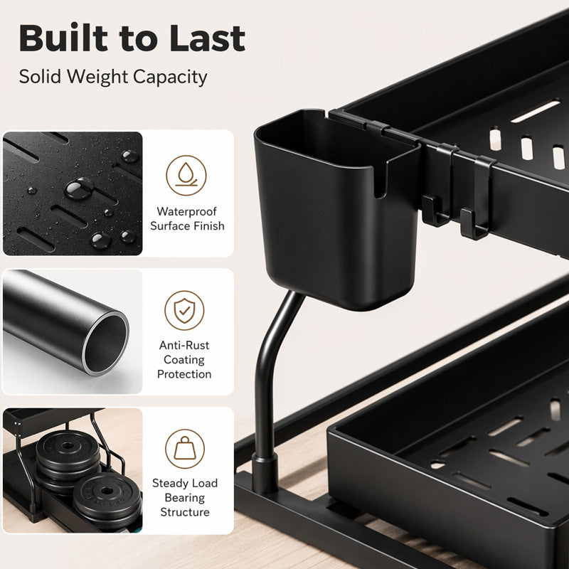 🔥Limited-time 50% off Double-layer pull-out sink storage rack
