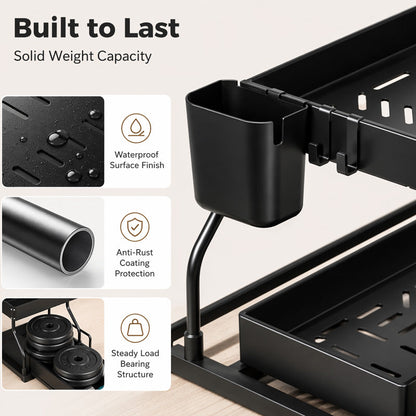 🔥Limited-time 50% off Double-layer pull-out sink storage rack