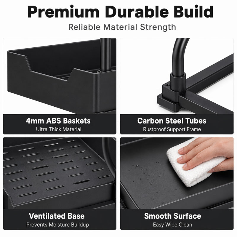 🔥Limited-time 50% off Double-layer pull-out sink storage rack