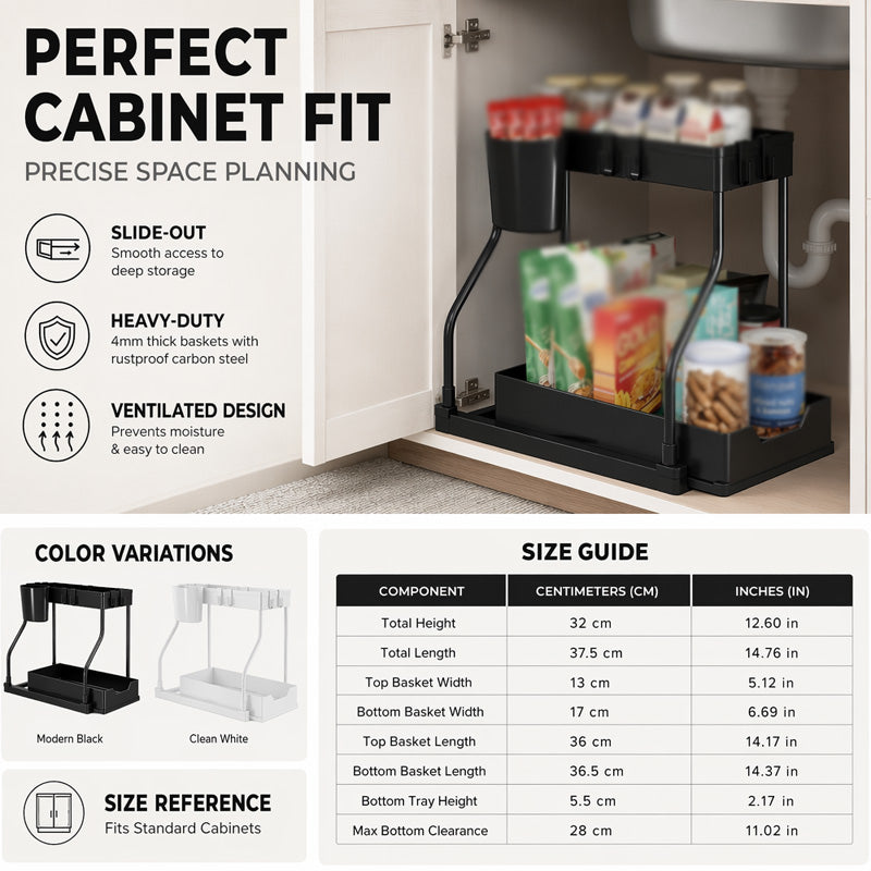 🔥Limited-time 50% off Double-layer pull-out sink storage rack