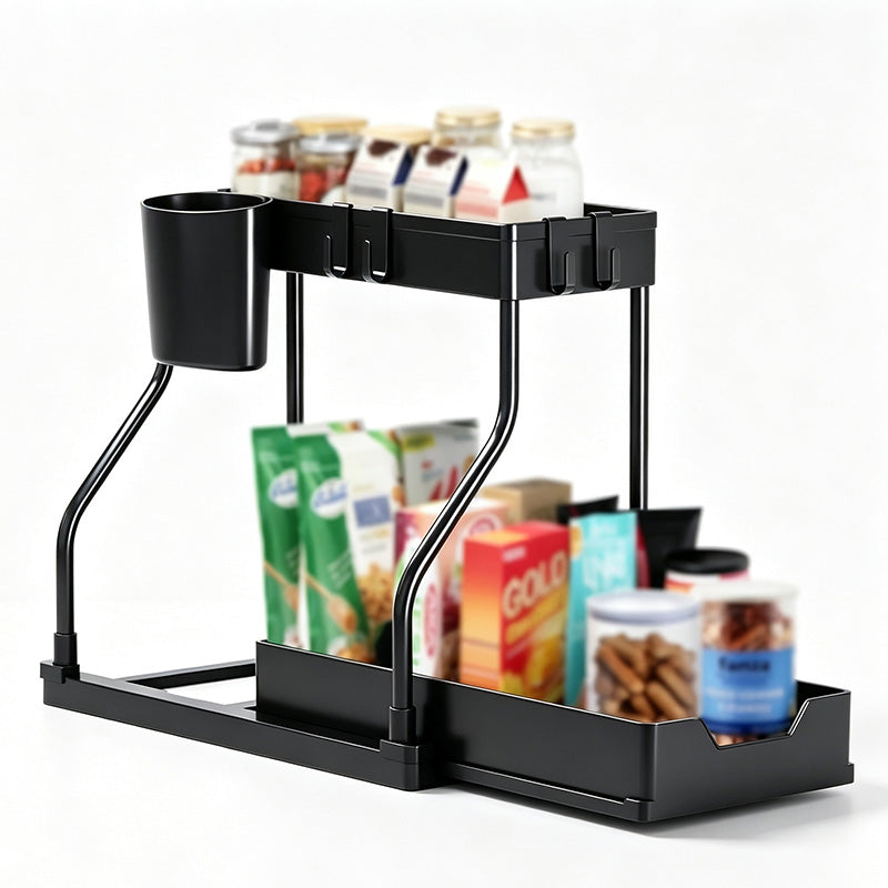 🔥Limited-time 50% off Double-layer pull-out sink storage rack
