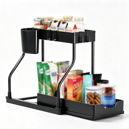 🔥Limited-time 50% off Double-layer pull-out sink storage rack