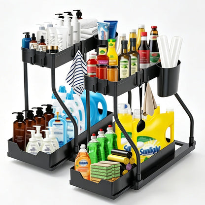 🔥Limited-time 50% off Double-layer pull-out sink storage rack