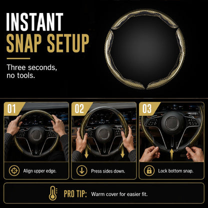 🎉 2026 Sale — Over 37600 Sold! 📢Universal Carbon Fiber Texture Steering Wheel Cover｜Ergonomic Anti-Slip Segmented Grip Protector ✨