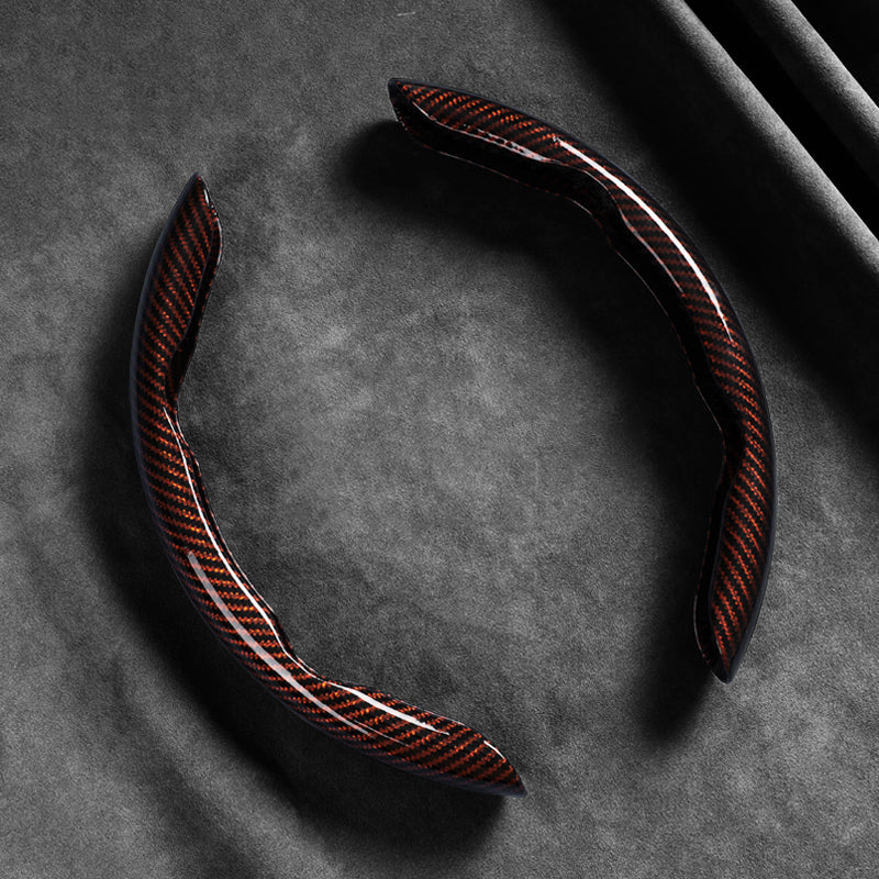 🎉 2026 Sale — Over 37600 Sold! 📢Universal Carbon Fiber Texture Steering Wheel Cover｜Ergonomic Anti-Slip Segmented Grip Protector ✨
