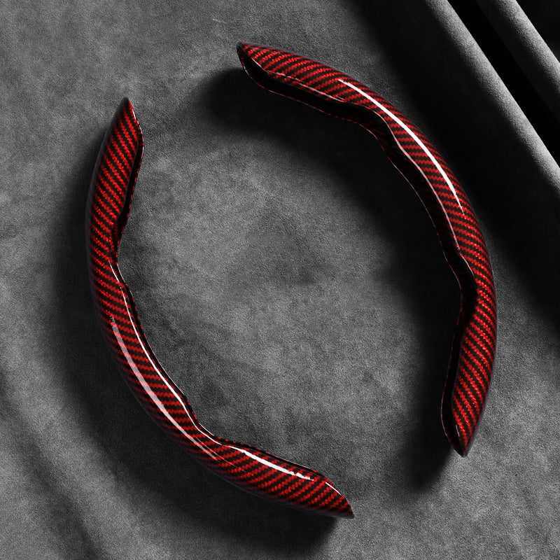 🎉 2026 Sale — Over 37600 Sold! 📢Universal Carbon Fiber Texture Steering Wheel Cover｜Ergonomic Anti-Slip Segmented Grip Protector ✨