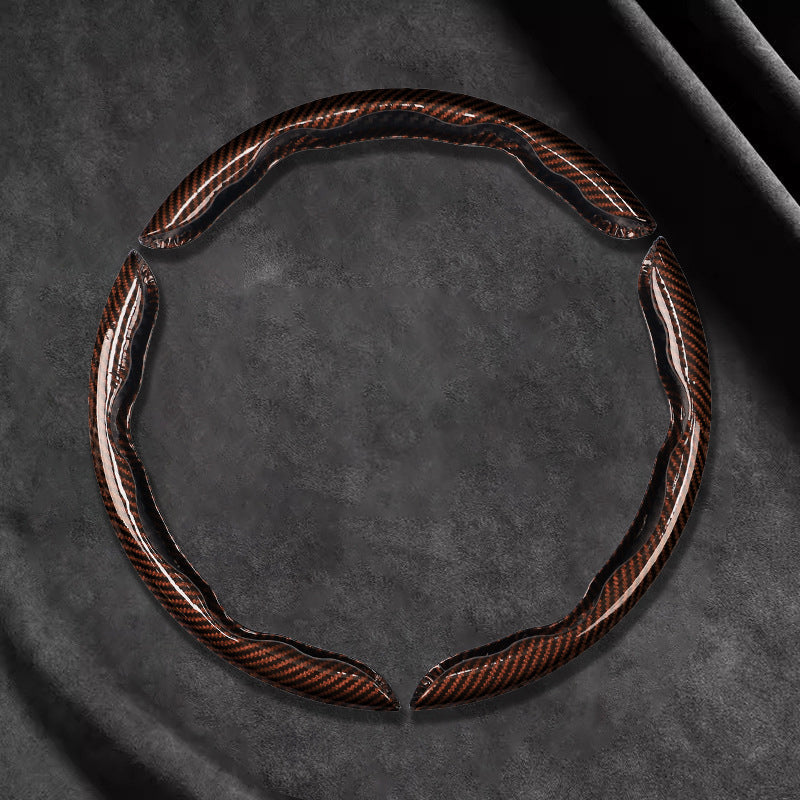 🎉 2026 Sale — Over 37600 Sold! 📢Universal Carbon Fiber Texture Steering Wheel Cover｜Ergonomic Anti-Slip Segmented Grip Protector ✨