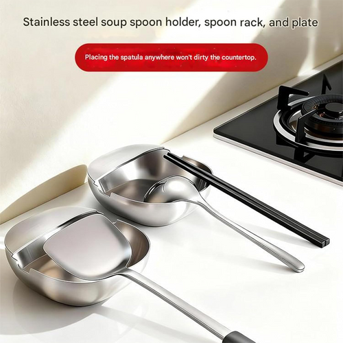 🔥Buy 1 Get 1 Free🔥 Stainless Steel Spoon Rest – 304 Food-Grade, Rust-Resistant, for Kitchen Counter, Dishwasher Safe 🥄