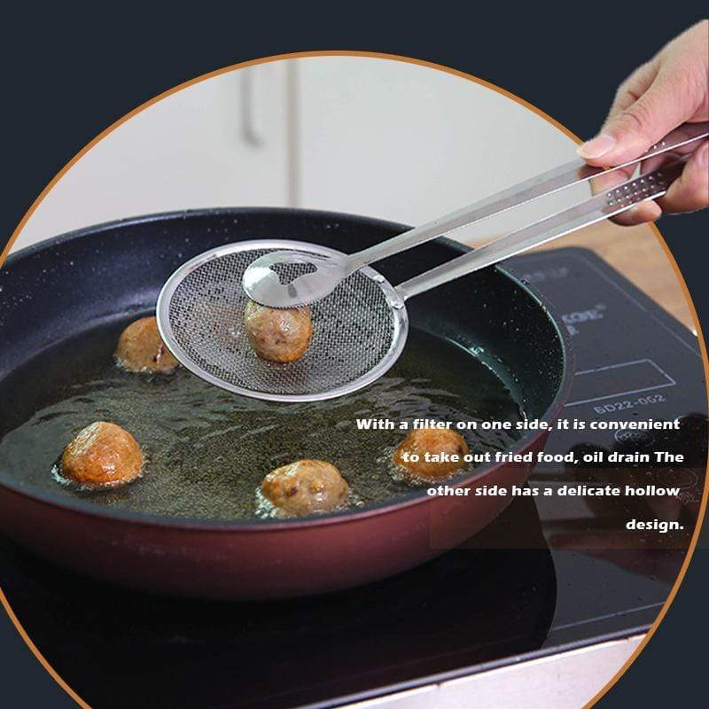 🥳💥Buy 1 Get 1 Free🍃🏆A must-have stainless steel grease-draining tongs for the kitchen – the perfect choice for deep-frying, barbecuing, hotpot and cooking