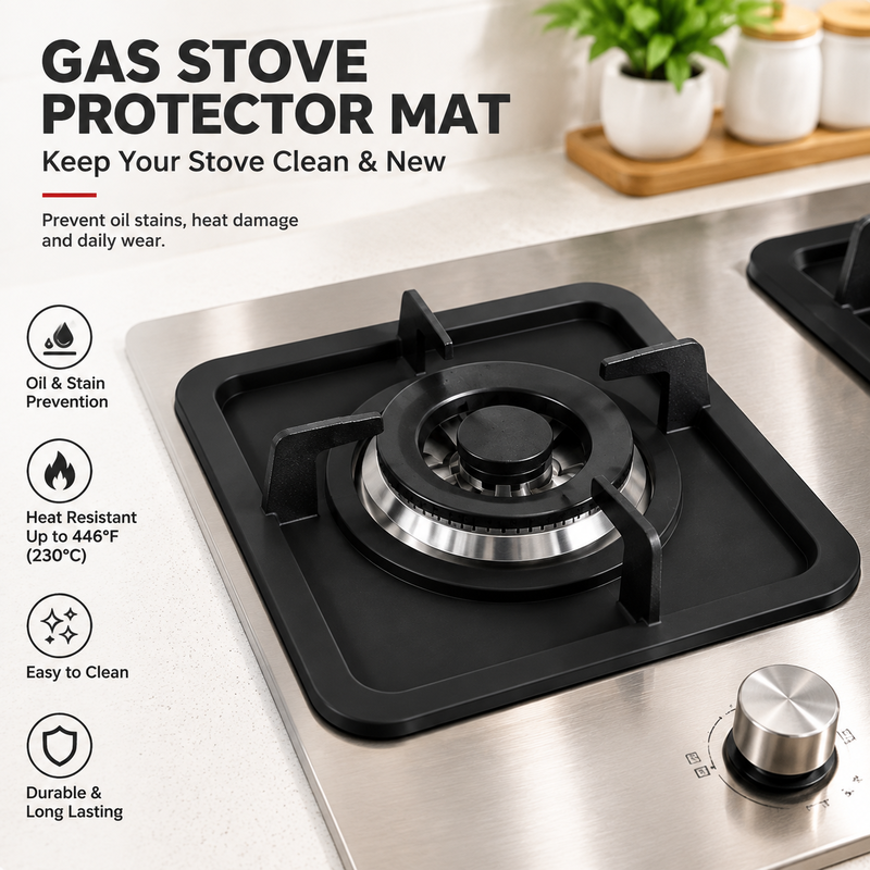 🔥‑50% PROMO FLASH🍳 Protection de cuisinière à gaz en silicone, résistante à la chaleur, anti‑débordement, facile à nettoyer ✨🧽