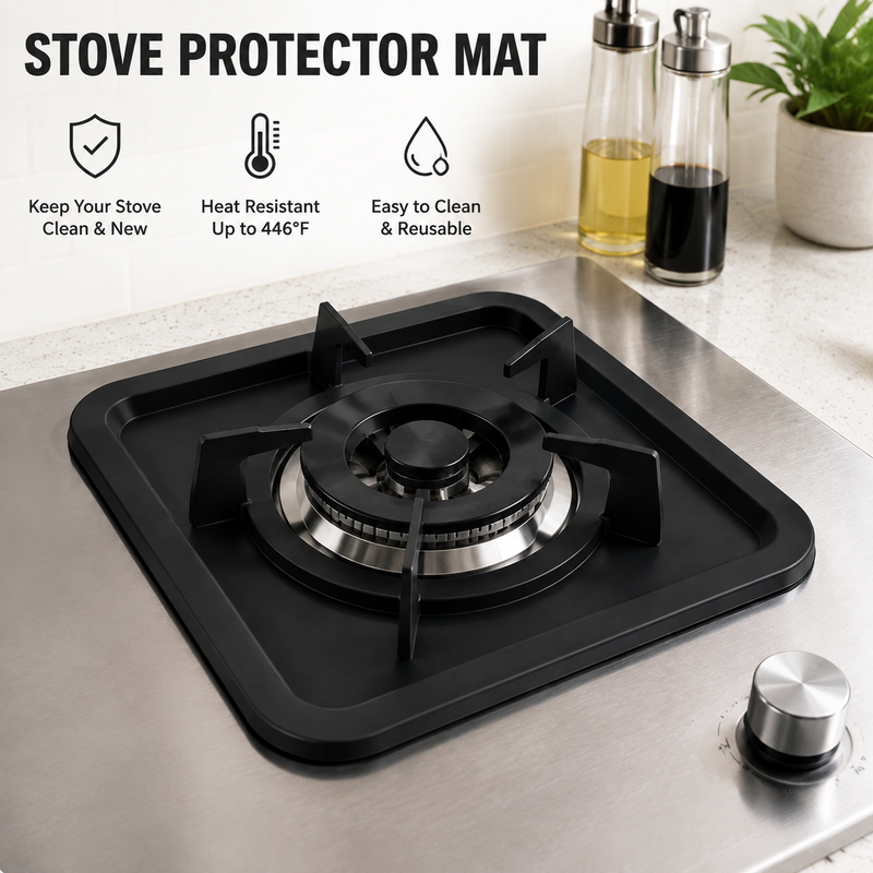 🔥‑50% PROMO FLASH🍳 Protection de cuisinière à gaz en silicone, résistante à la chaleur, anti‑débordement, facile à nettoyer ✨🧽