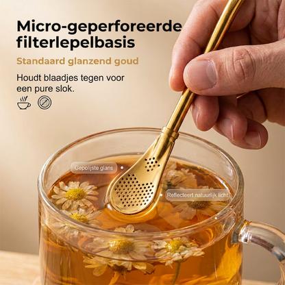 📢📢 Buy 2 Get 1 Free!! ⏰ 2-in-1 Tea Strainer, Tea Spoon, and Straw