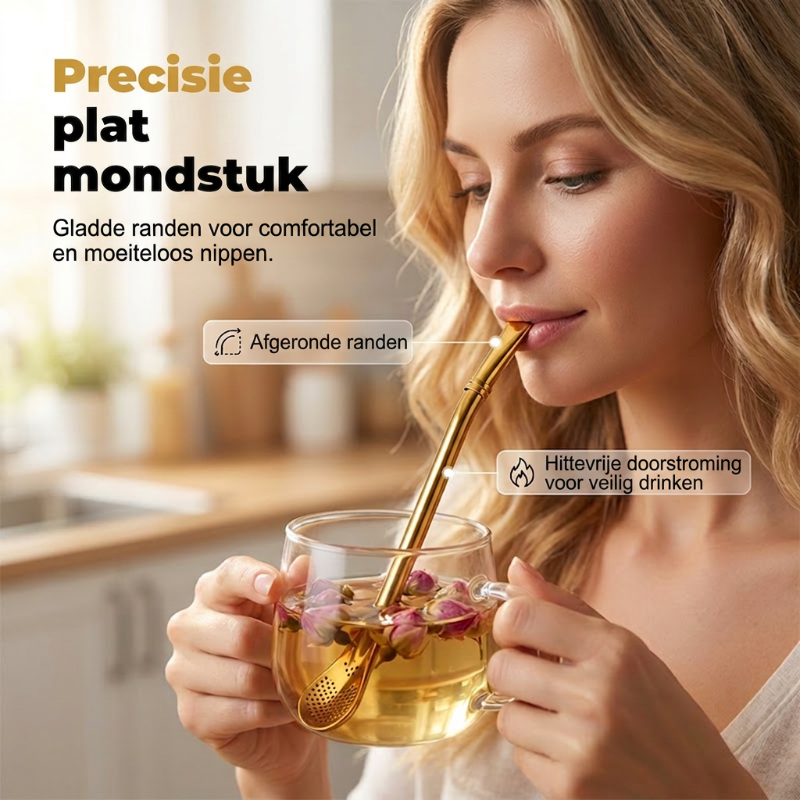 📢📢 Buy 2 Get 1 Free!! ⏰ 2-in-1 Tea Strainer, Tea Spoon, and Straw