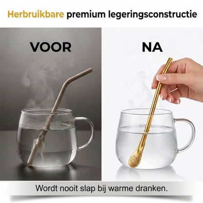 📢📢 Buy 2 Get 1 Free!! ⏰ 2-in-1 Tea Strainer, Tea Spoon, and Straw
