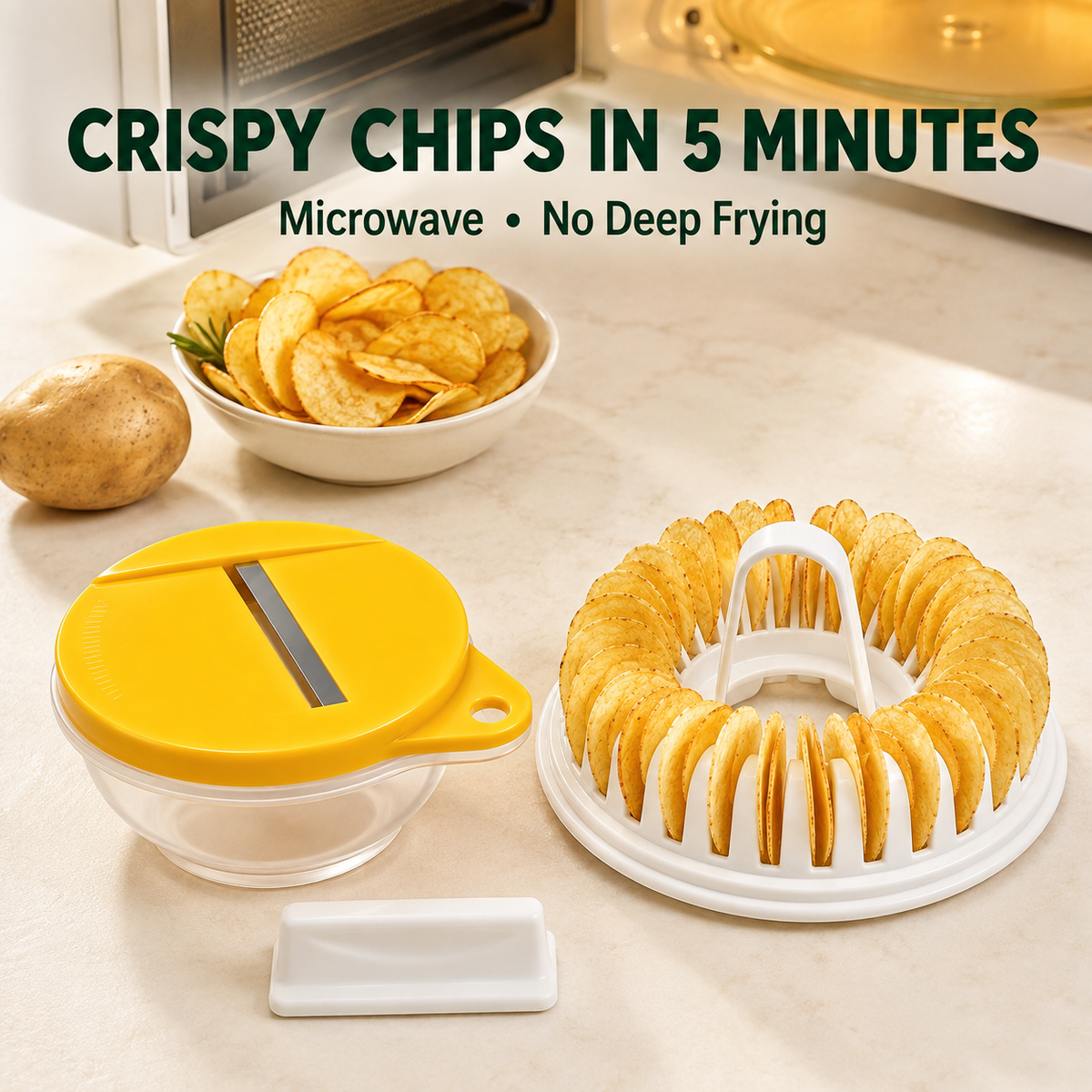 🔥Buy 2 Get 1 Free🔥Microwave Potato Chip Maker with Slicer Bowl Set