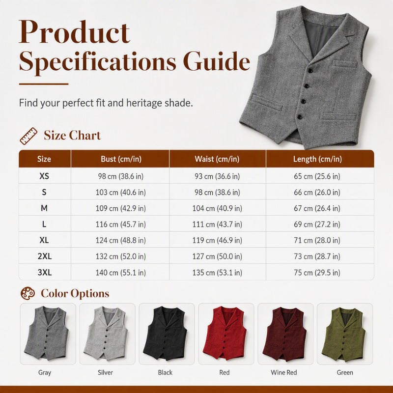 ⏳LAST DAY SALE ONLY￡15.99!🔥✨Men's Vintage Lapel Herringbone Tweed Vest👔🐴