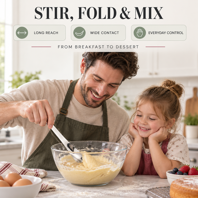 🔥Scoop Desserts Instantly! No-Bend Deep-Bowl Spoon