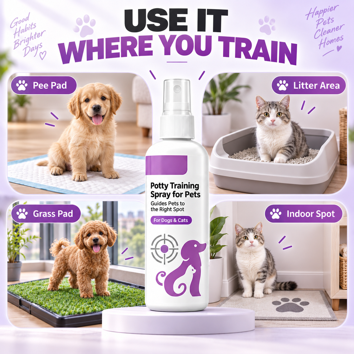 🐱🐶 Pet Housebreaking Spray for Dogs & Cats | Train Pets to Pee in Correct Area ✨
