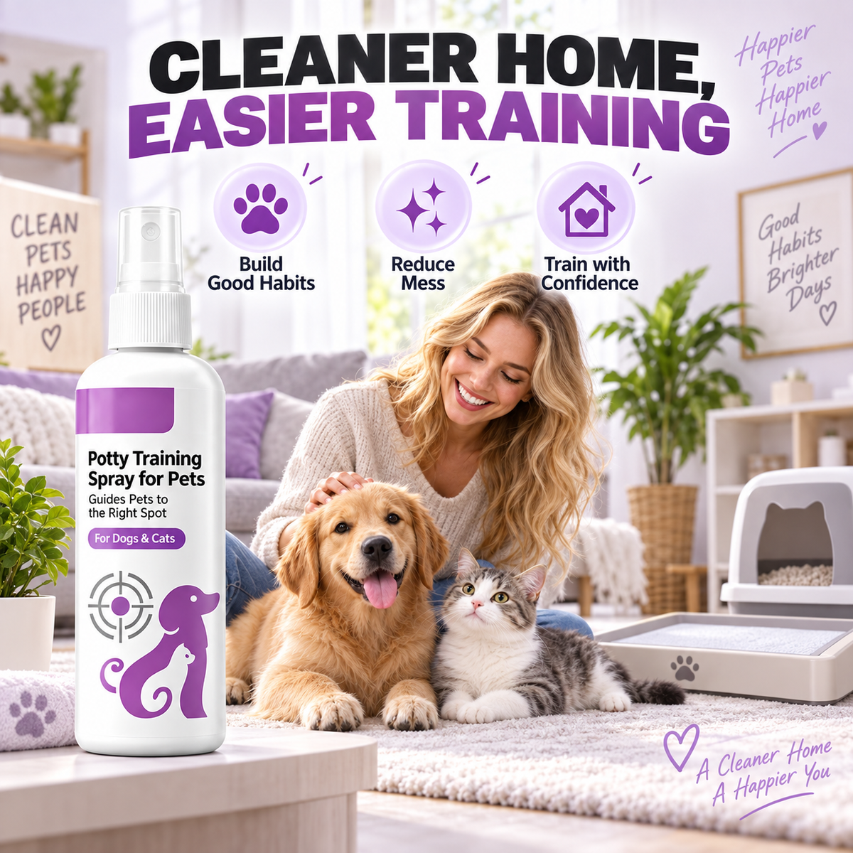 🐱🐶 Pet Housebreaking Spray for Dogs & Cats | Train Pets to Pee in Correct Area ✨