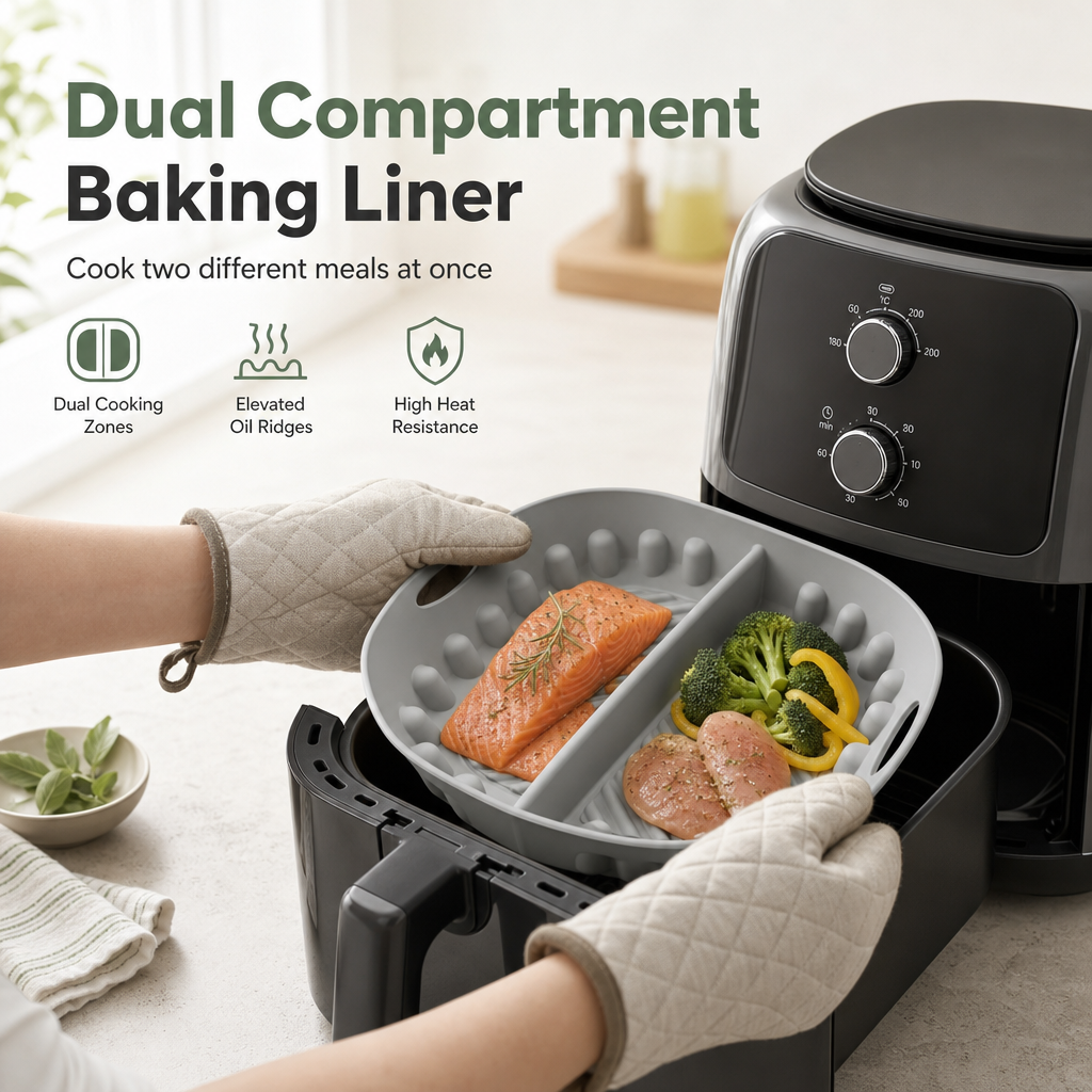 🎄Christmas Sale 🎁 Buy One Get One Free Reusable Divided Silicone Liner for Air Fryer