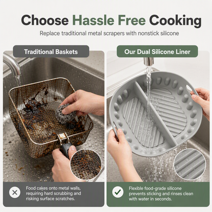 🎄Christmas Sale 🎁 Buy One Get One Free Reusable Divided Silicone Liner for Air Fryer
