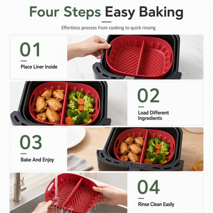 🎄Christmas Sale 🎁 Buy One Get One Free Reusable Divided Silicone Liner for Air Fryer